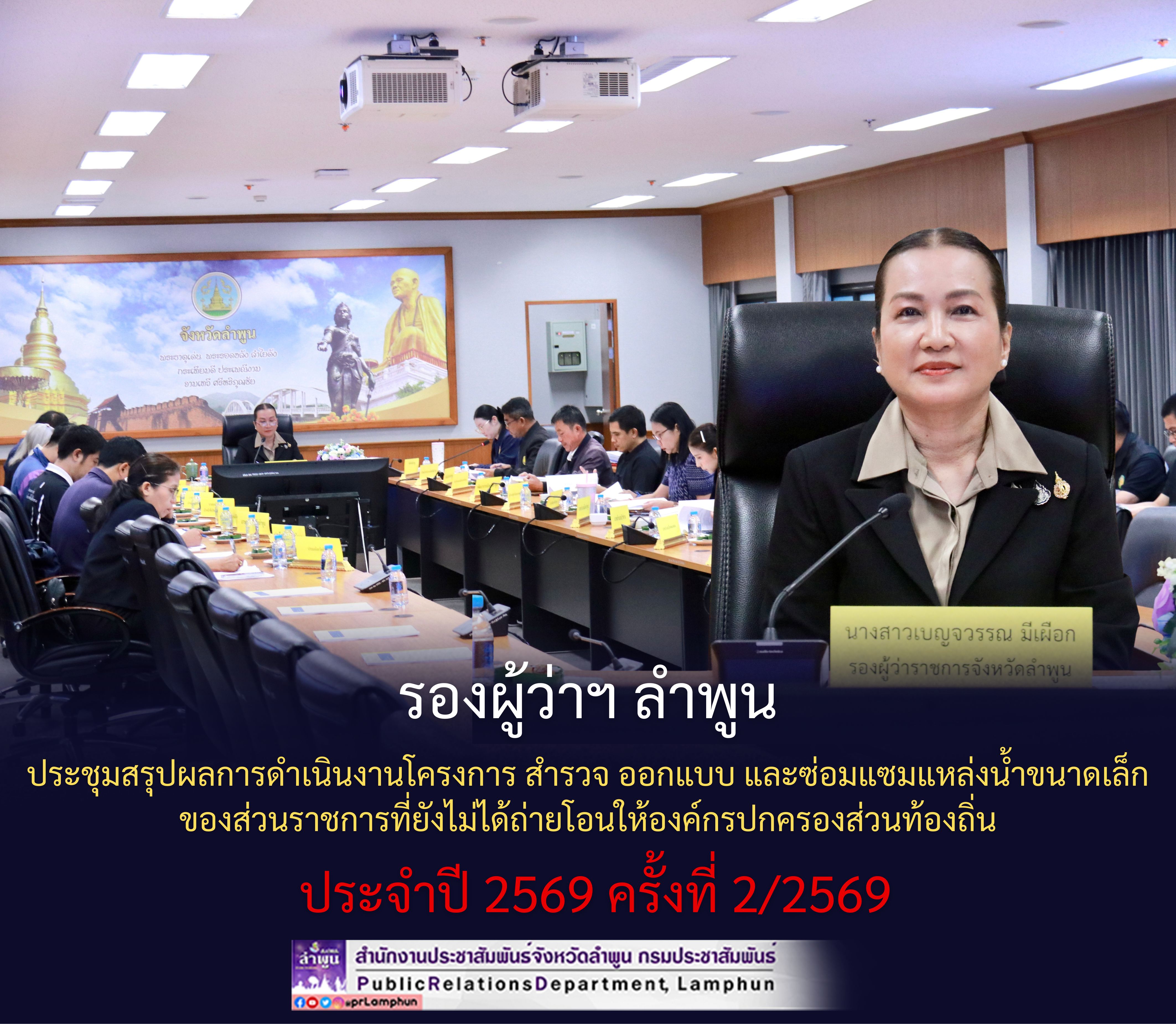 รองผู้ว่าฯ ลำพูน ประชุมสรุปผลการดำเนินงานโครงการ สำรวจ ออกแบบและ ซ่อมแซมแหล่งน้ำขนาดเล็กของส่วนราชการที่ยังไม่ได้ถ่ายโอนให้องค์กรปกครองส่วนท้องถิ่น ประจำปี 2569 ครั้งที่ 2/2569